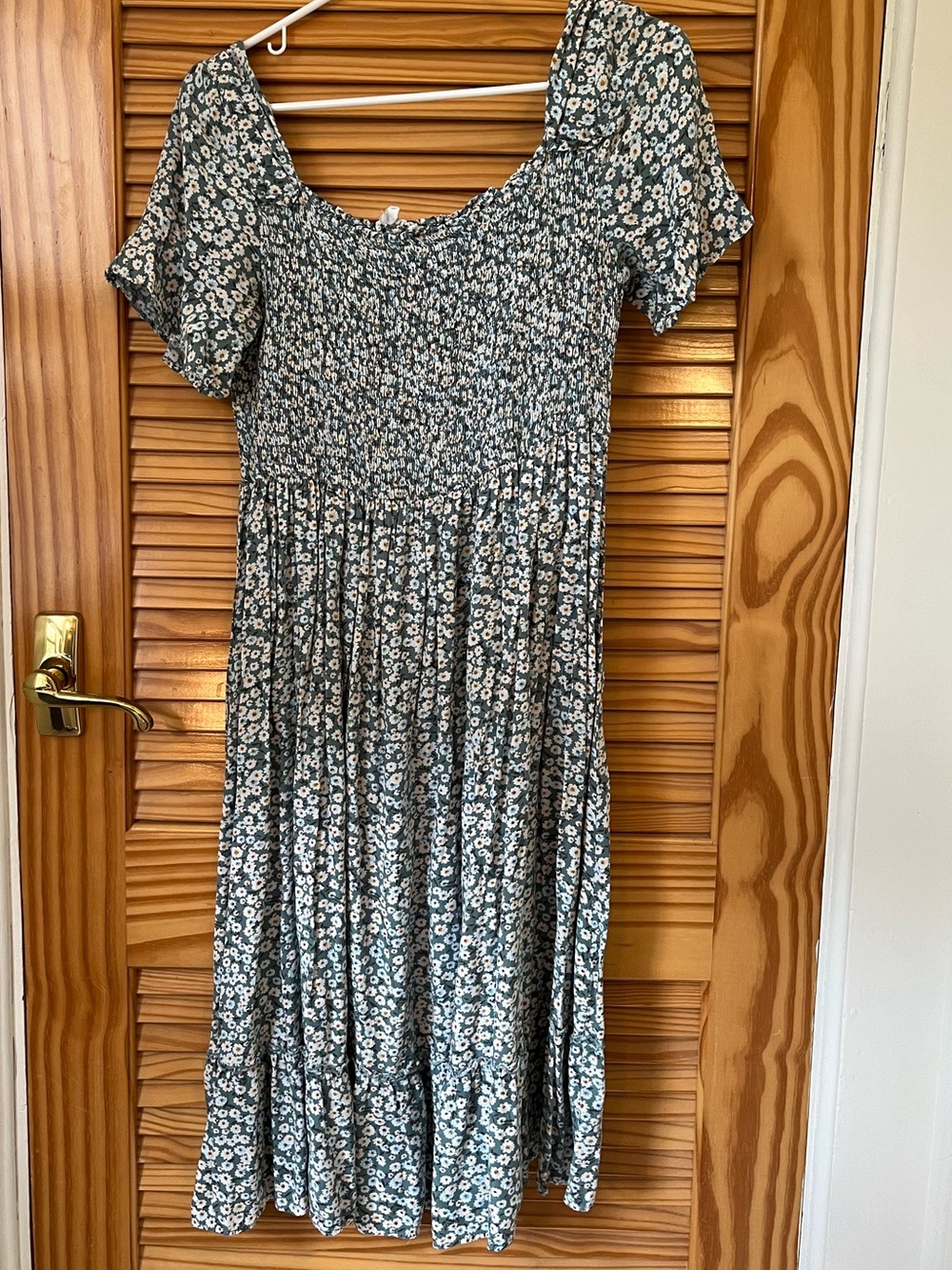 Heyson Smocked Square-Neck Floral Midi Dress in Green graduation party date